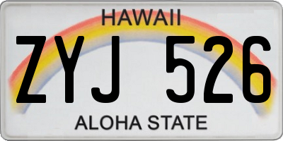 HI license plate ZYJ526