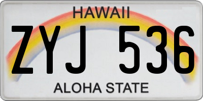 HI license plate ZYJ536