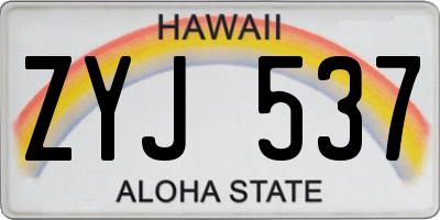 HI license plate ZYJ537