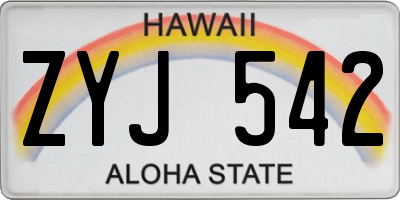 HI license plate ZYJ542