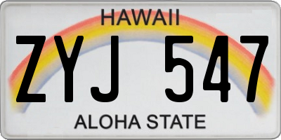 HI license plate ZYJ547
