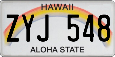 HI license plate ZYJ548