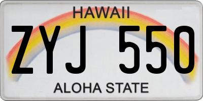 HI license plate ZYJ550