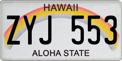 HI license plate ZYJ553