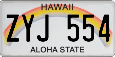 HI license plate ZYJ554