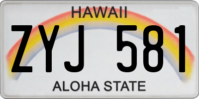 HI license plate ZYJ581