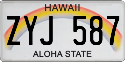 HI license plate ZYJ587
