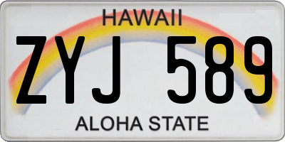 HI license plate ZYJ589