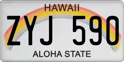 HI license plate ZYJ590
