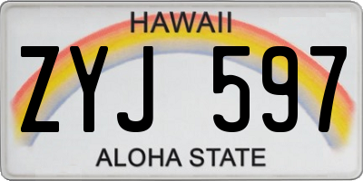 HI license plate ZYJ597