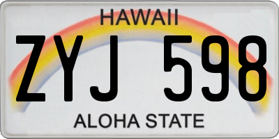 HI license plate ZYJ598