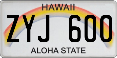 HI license plate ZYJ600