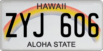 HI license plate ZYJ606