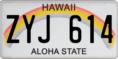 HI license plate ZYJ614