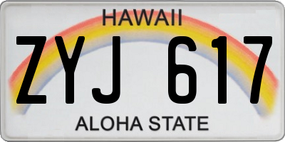 HI license plate ZYJ617