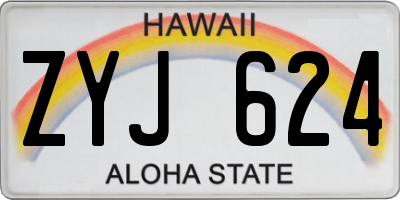 HI license plate ZYJ624
