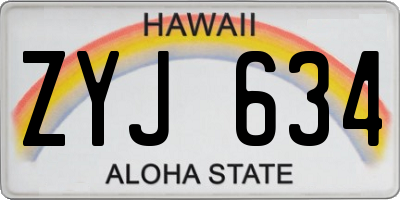 HI license plate ZYJ634
