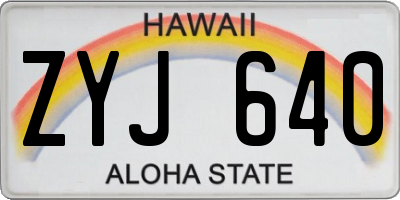 HI license plate ZYJ640