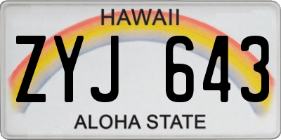 HI license plate ZYJ643
