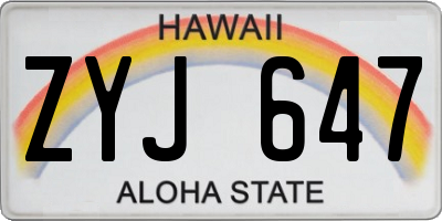 HI license plate ZYJ647