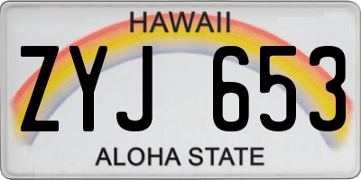 HI license plate ZYJ653