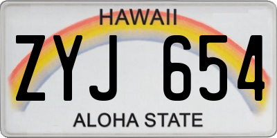 HI license plate ZYJ654