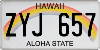 HI license plate ZYJ657