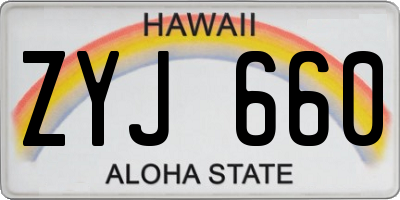 HI license plate ZYJ660