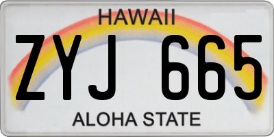 HI license plate ZYJ665
