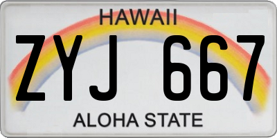 HI license plate ZYJ667