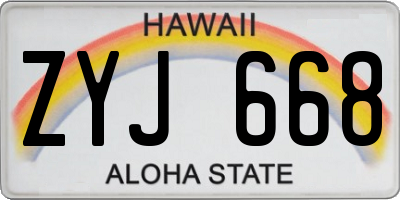HI license plate ZYJ668