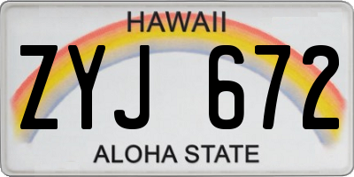 HI license plate ZYJ672