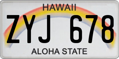 HI license plate ZYJ678
