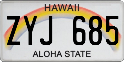HI license plate ZYJ685