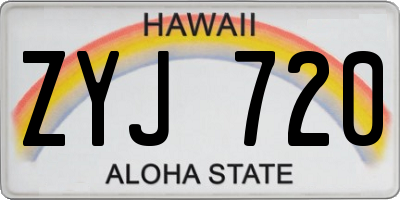 HI license plate ZYJ720