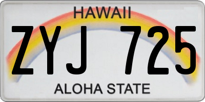 HI license plate ZYJ725