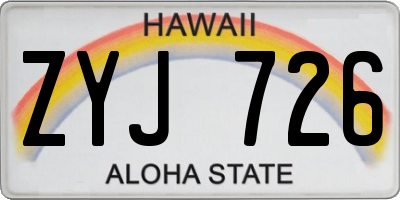 HI license plate ZYJ726
