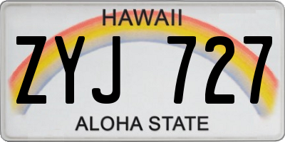 HI license plate ZYJ727