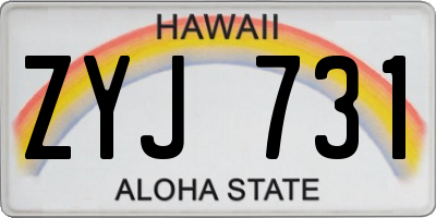 HI license plate ZYJ731