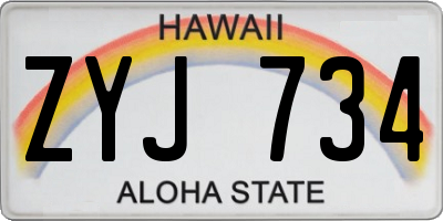 HI license plate ZYJ734
