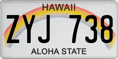 HI license plate ZYJ738