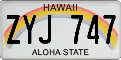 HI license plate ZYJ747