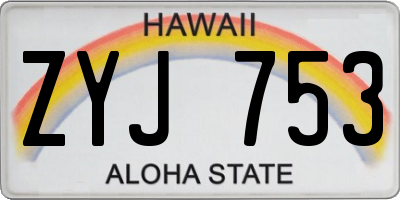 HI license plate ZYJ753