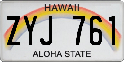 HI license plate ZYJ761