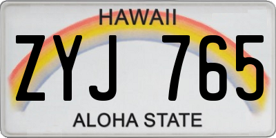 HI license plate ZYJ765
