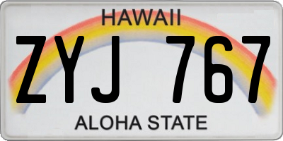 HI license plate ZYJ767
