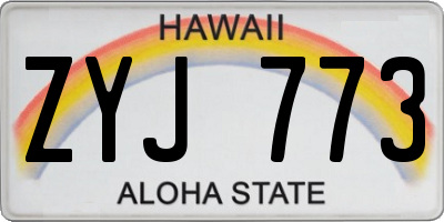 HI license plate ZYJ773