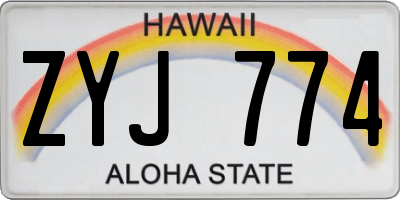 HI license plate ZYJ774