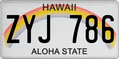 HI license plate ZYJ786