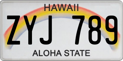 HI license plate ZYJ789